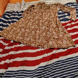 NWT Large RESA Paisley Print Two-piece Skirt Set with Brown and Cream Accents